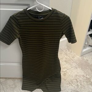 Striped Olive Green Dress
